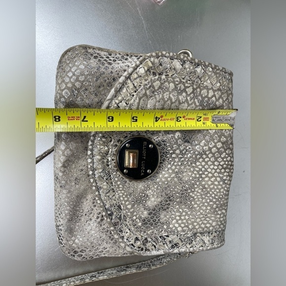 Elliott Lucca Gray Leather Rojo Multi Snakeskin Flap Crossbody Purse - Picture 7 of 8